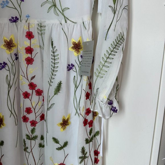 Chelsea28 Sheer Floral Embroidered Midi Dress S - Picture 4 of 11